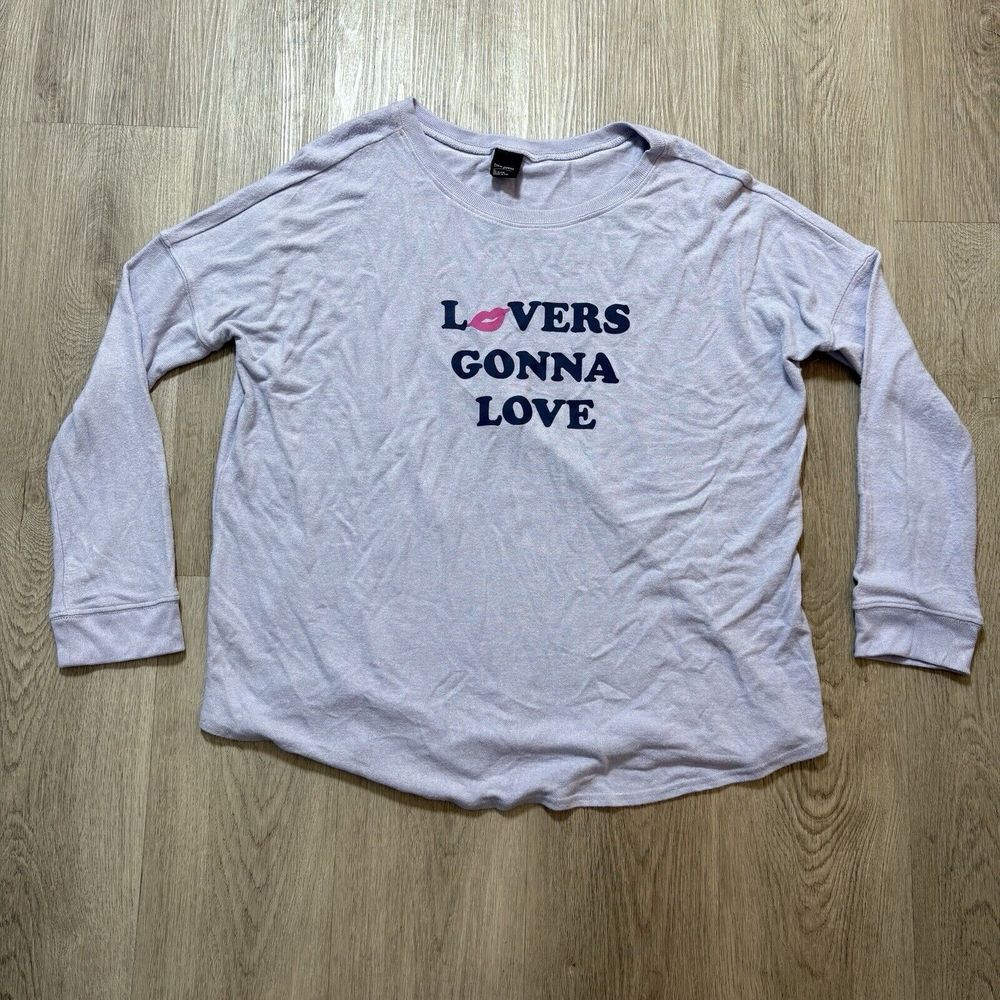 Free Press Purple Lovers‎ Gonna Love Long Sleeve Loose Fit Shirt Women's XL